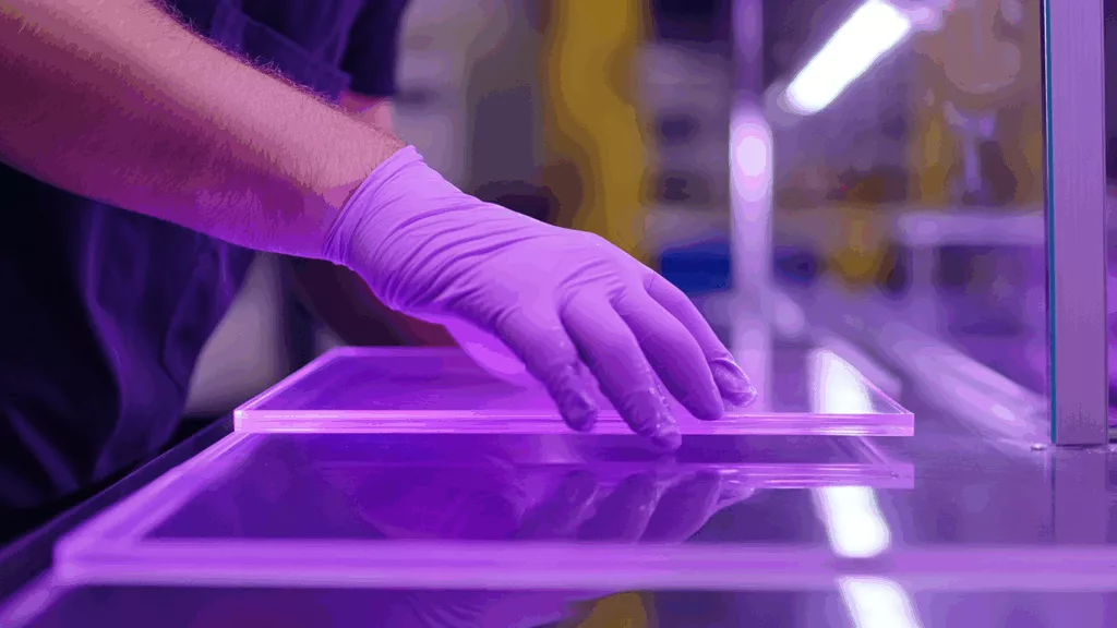 Epoxy adhesive bonding glass to metal