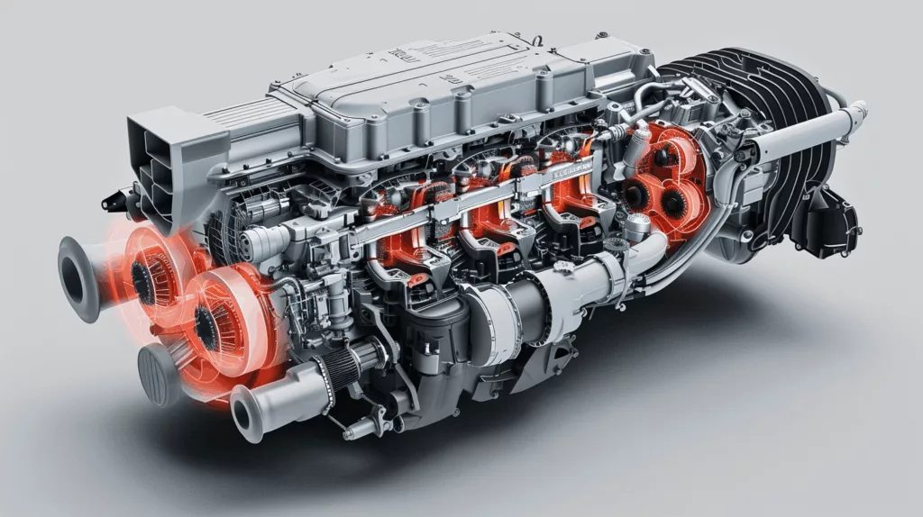 Diagram showing where heat resistant adhesives are needed in a car engine