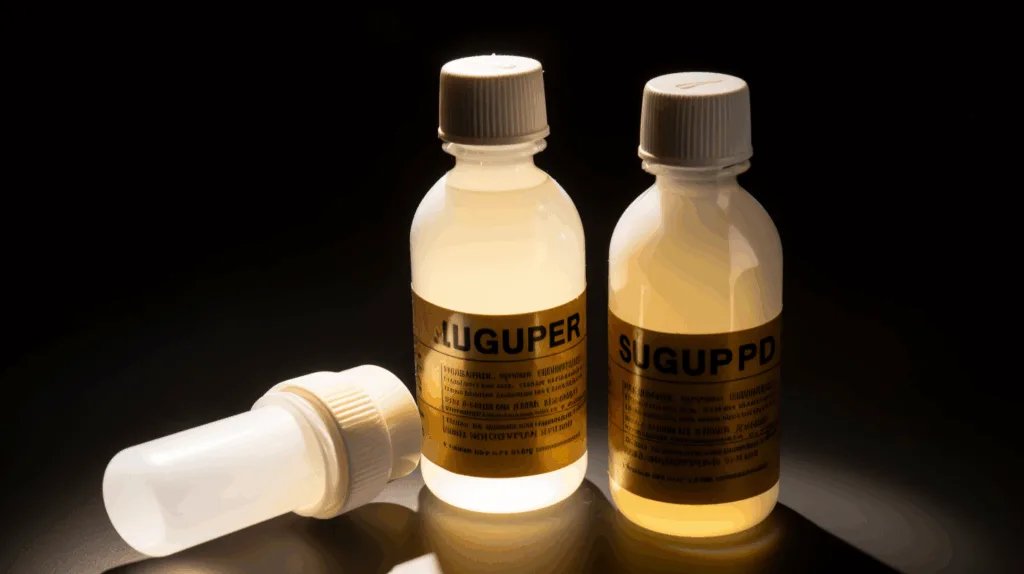 Side-by-side comparison of super glue and UV glue bottles