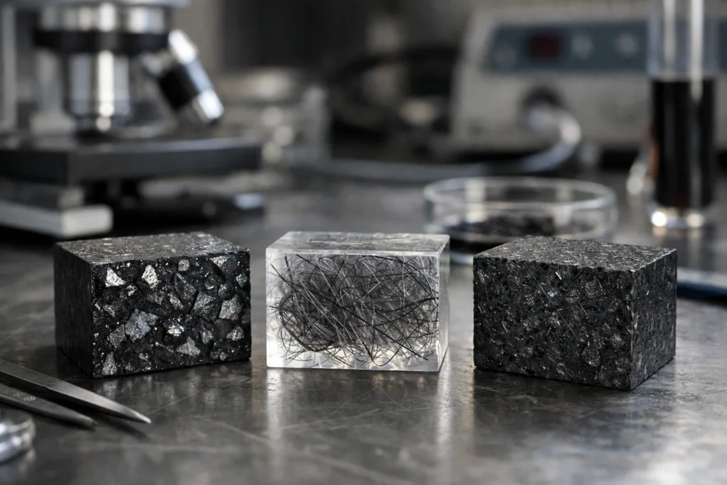 Laboratory demonstration of nano-filled epoxy samples undergoing testing for thermal conductivity, featuring tools used in composite material industries.