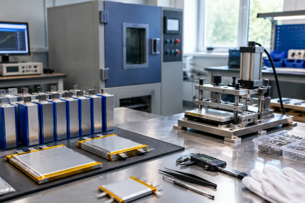 Representative prismatic battery adhesive samples prepared for mechanical and environmental validation